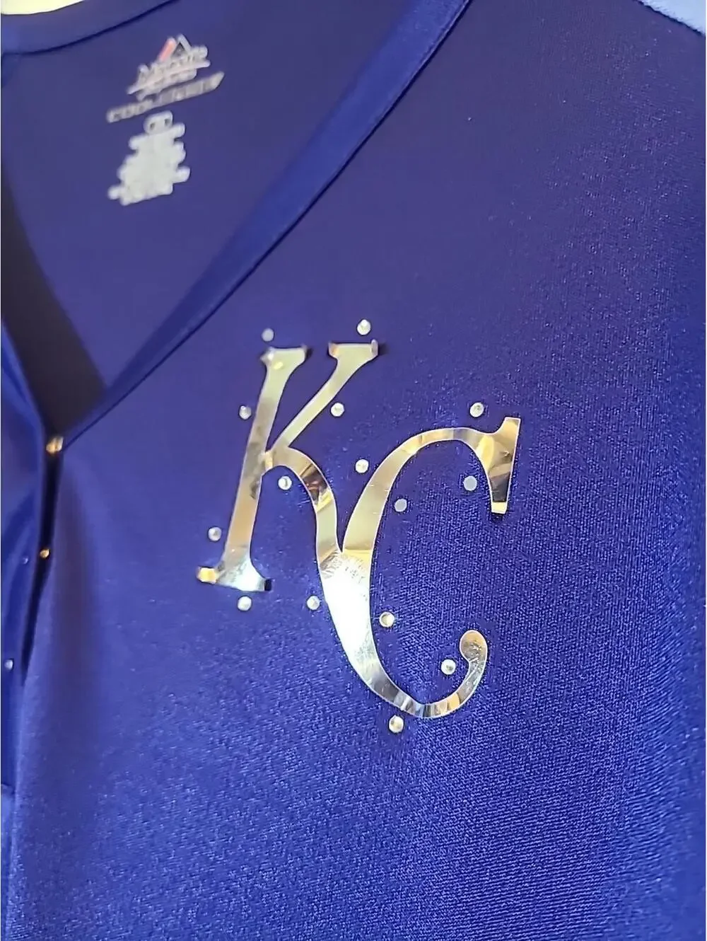 Majestic Fan Fashion Cool Base Womens Kansas City Royals Baseball Shirt 2XL - Picture 4 of 9